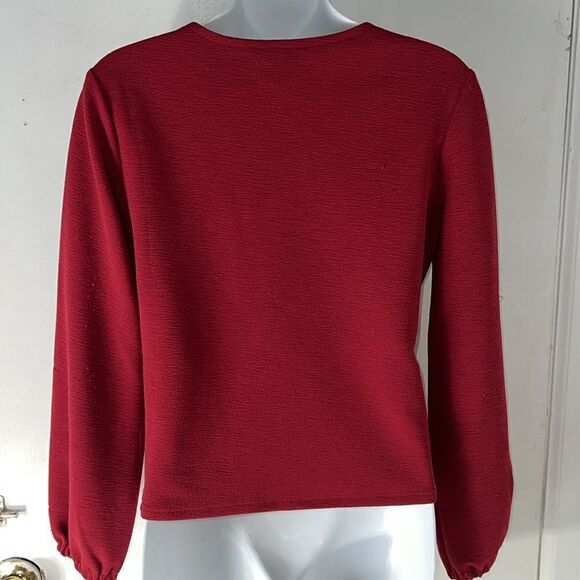 MADEWELL TEXTURE & THREAD Red Crepe Wrap Side Tie Top-XS - Picture 5 of 9